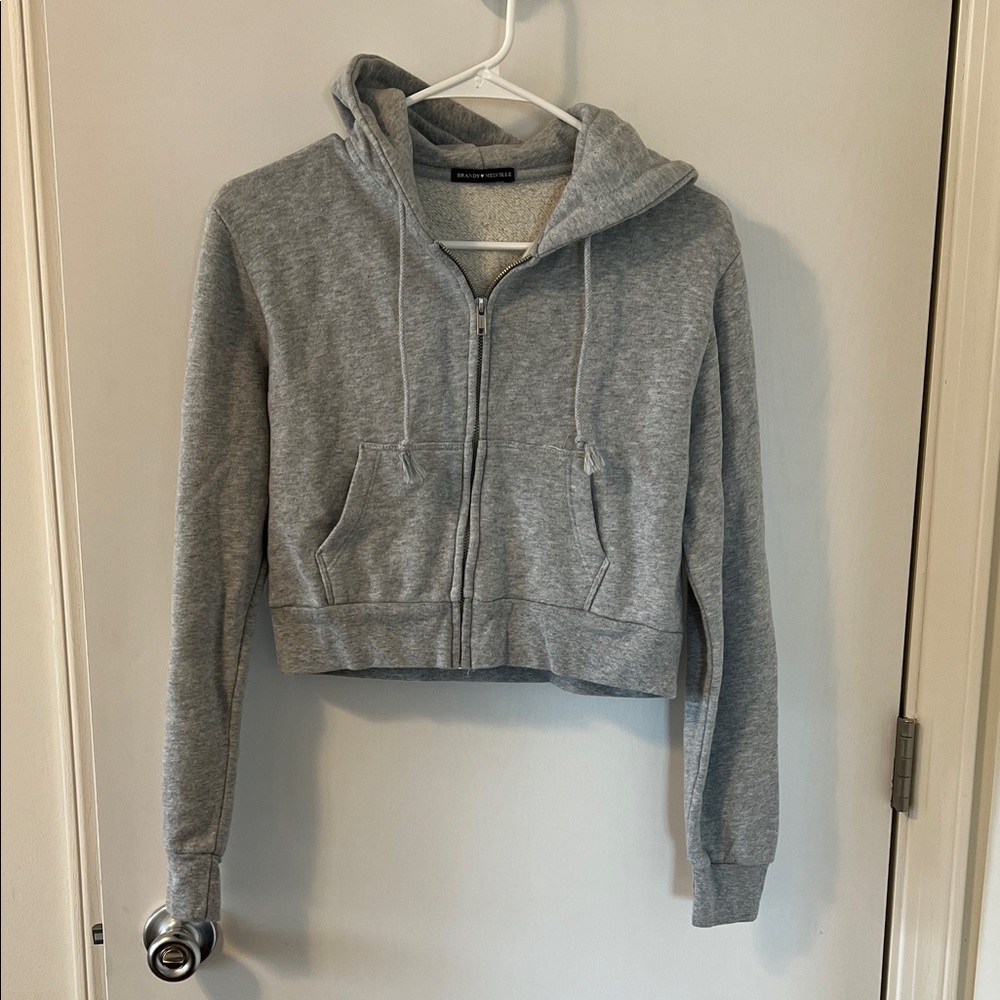 Brandy Melville Cropped Zip Up Hoodie